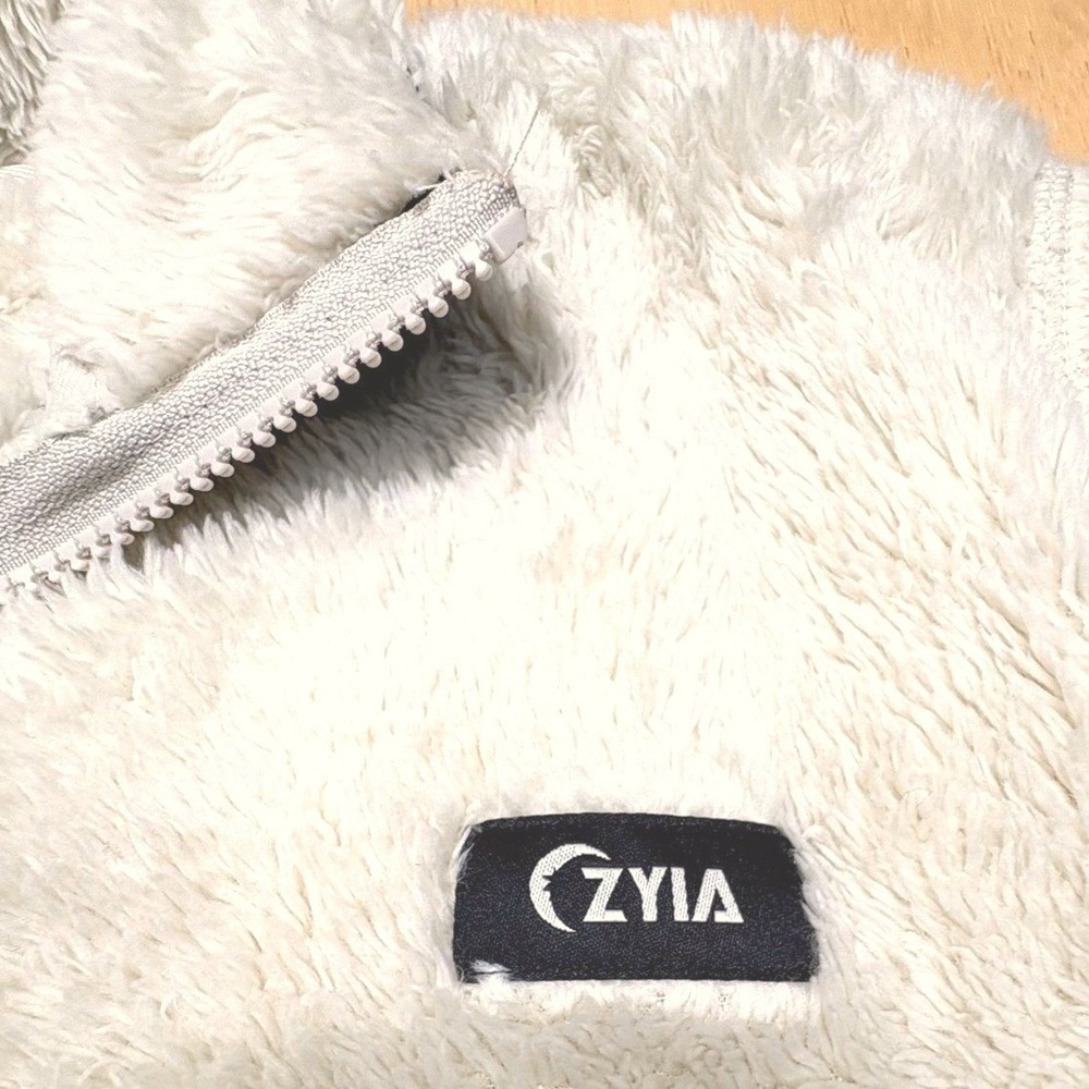 Zyia Fluffy Fleece Pullover Womens Large Ivory Cream‎ Cozy Sherpa Sweatshirt
